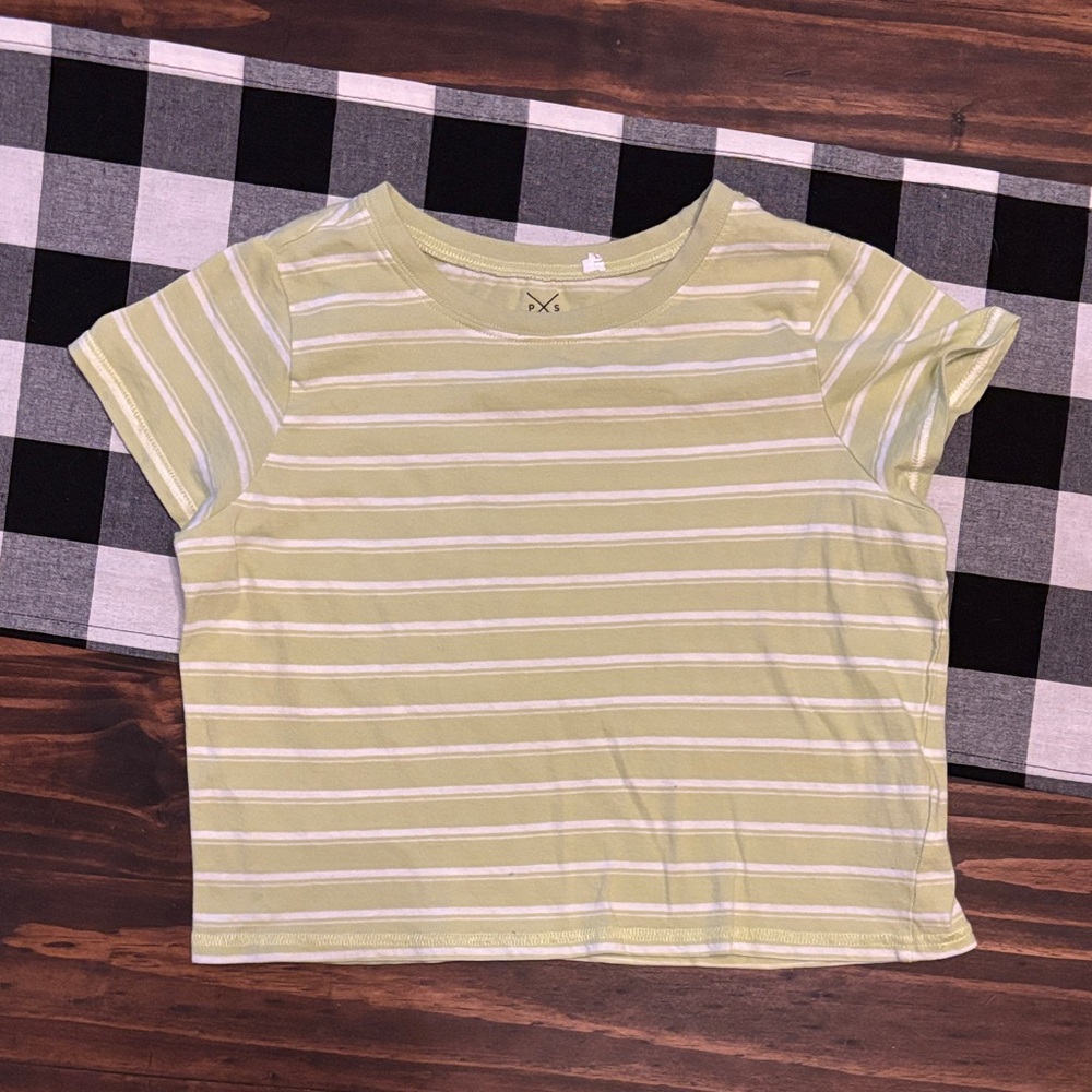 Pacsun green stripe boxy cropped t shirt small